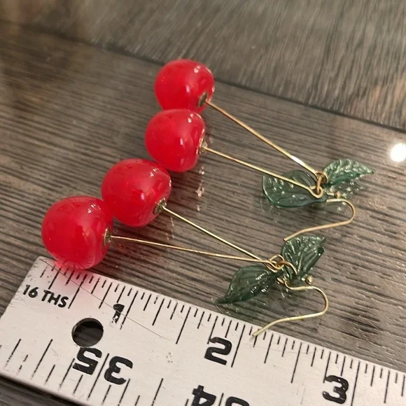 Red Cherry and Strawberry Earrings Set - Picture 8 of 14